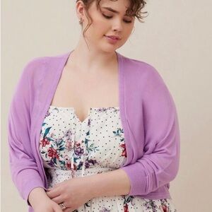 Lilac Open-Front Women's Cardigan Sweater and summer dress